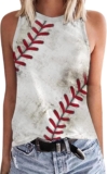 Hvyesh Women Baseball Tank Top Heart Print Baseball Tanks Cute Workout Graphic Casual Summer Sleeveless Shirt Vest Top