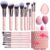 BS-MALL Makeup Brushes Premium Synthetic Foundation Powder Concealers Eye Shadows 18 Pcs Brush Set with 5 sponge & Holder Sponge Case (A-Pink)