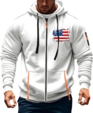 Men’s Jackets Full Zip Up Hoodie Long Sleeve Drawstring Hooded Sweatshirts Trendy Fall Basic Tops with Pocket