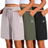 Neer 3 Pack Women’s Shorts Quick Dry Shorts Women Drawstring High Waisted Shorts Womens Bermuda Athletic Shorts with Pockets