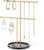 Gold Jewelry Holder Stand with Ceramic Tray: Small Hanging Necklace Organizer Tree for Earrings, Bracelets, Rings – Jewelry Display Hanger for Women & Girls, Black