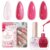AZUREBEAUTY Sparkle Nail Polish Set Quick Dry Pearl white Hot Pink 2 Colors Nail Lacquer Natural Infinite Shine DIY Salon Home Women Gifts 2Pcs 0.34oz