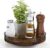 Farmhouse Oak 9″ Lazy Susan Turntable Organizer for Cabinet, Round Wooden Lazy Susan Organization and Storage for Dining Table, Pantry, Kitchen, Countertop, Cupboard,Home Decor, Walnut Wood