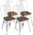 Yaheetech 18 Inch Classic Iron Metal Dining Chair with Wood Top/Seat Indoor-Outdoor Use Chic Bistro Cafe Side Barstool Bar Chair Distressed White, Set of 4