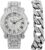 Charles Raymond Bling-ed Out Silver Round Luxury Mens Watch w/Bling-ed Out Bracelet – L0504B