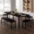 Feonase 5-Piece Dining Table Set for 4-8 People, 63″ Large Extendable Kitchen Table Set with 2 Benches and 2 Square Stools, Dining Room Table with MDF Wood Board, Easy Assembly, Black