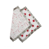 Bacati Muslin 2 Piece Security Blankets, Baseball/Red/Grey