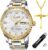 OLEVS Diamond Watches for Men,Business Dress Watch Waterproof Luminous,Male Golden Big Dial Luxury Casual Quartz Analog Watches with Day Date Calendar and Stainless Steel Band