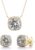 Devin Rose Stud Halo Cushion Shaped Earrings for Women and 18 Inch Necklace for Women Jewelry Set made with Faceted Crystals