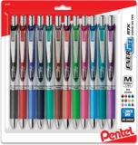 Pentel® EnerGel™ RTX Retractable Liquid Gel Pens, Medium Point, 0.7 mm, Assorted Colors, Pack Of 12 Pens