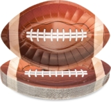 EPHYO 50PCS Football Party Paper Plates 10×6.5in Superbowl Plates Super Bowl Disposable Plates Dessert Appetizer Dinner Party Supplies Football Shaped Plates Oval