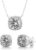 Devin Rose Stud Halo Cushion Shaped Earrings for Women and 18 Inch Necklace for Women Jewelry Set made with Faceted Crystals