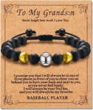 Baseball Ideas Gifts for Boys -Baseball Jewelry for Boys – Tiger Eye Beads Bracelet Adjustable – Bracelets Baseball Gifts for Son Grandson Boys for Christmas Birthday