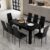Giantex 9-Pieces Dining Table Set for 6-8, Modern Rectangular Kitchen Table with 8 PVC Leather Dining Chairs, 330Lbs Space-Saving Dinette Set for Breakfast Nook, Kitchen, Restaurant, Cafe, Black