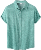 Mens Hawaiian Shirt Striped Shirts Button Down Short Sleeve Vintage Beach Shirts for Men with Quick to Dry Effect
