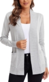 Urban CoCo Women’s Lightweight Open Front Knit Cardigan Sweater Long Sleeve with Pocket