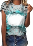 Tie Dye Tops for Women Funny Cute Casual T-Shirts Funky Fun Sublimation T Shirts Blank Bleached Sublimation Tees