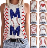 Baseball Mom Shirt for Women Cute Tank Top Basic Vest Vintage Graphic Tees Summer Casual Sleeveless Crewneck Shirt