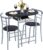 Yaheetech 3-Piece Dining Room Table Set, Kitchen Table & Chair Sets for 2, Compact Table Set w/Steel Legs, Built-in Wine Rack for Breakfast Nook, Small Space, Apartment, Black, 31.5x21x29″ (LxWxH)
