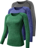 CADMUS 1 or 3 Pack Workout Long Sleeve Shirts for Women Dry Fit Compression Running Top
