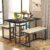 VECELO 43.3″ Dining Table Sets, Farmhouse Kitchen Table for 4 with 3 Seats & Wicker Seat Cushions,Metal Frame Space-Saving Adjustable Feets Coffee Table for Home Kitchen Dining, Pitch Black