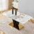 Marble Dining Table,Modern Dining Room Table with Golden Stainless Steel Base,Marble Kitchen Table for 8 People,71” Gold Dining Table Ideal for Living Room Home Office