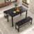 Dining Table Set for 4, Kitchen Dining Chairs Set with 2 Benches, 43.5 Inch Small Kitchen Dining Room Table and Chairs Set for 3-Piece Breakfast Nook and Small Space, Black